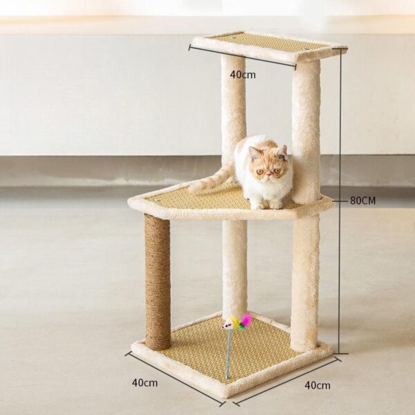3-Tier Sisal Cat Tower with Toys