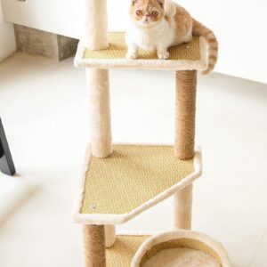 4-Tier Cat Tree with Jump Platforms and Round Nest