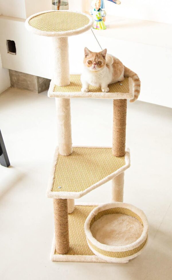 4-Tier Cat Tree with Jump Platforms and Round Nest