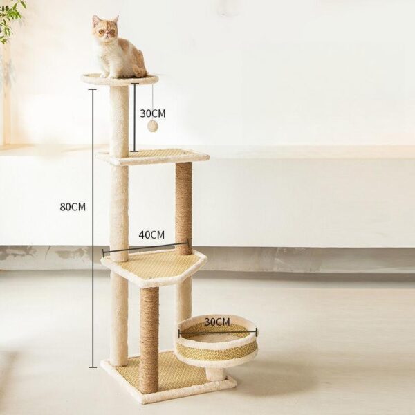 4-Tier Cat Tree with Jump Platforms and Round Nest