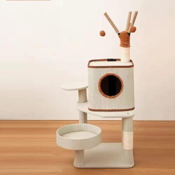 Classic Linen-Like Small Cat Tree