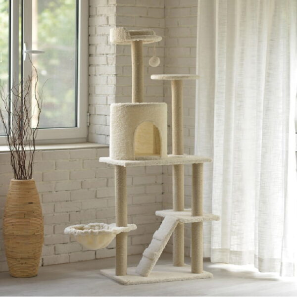 Double Platform Cat Tree with Two Cozy Nests