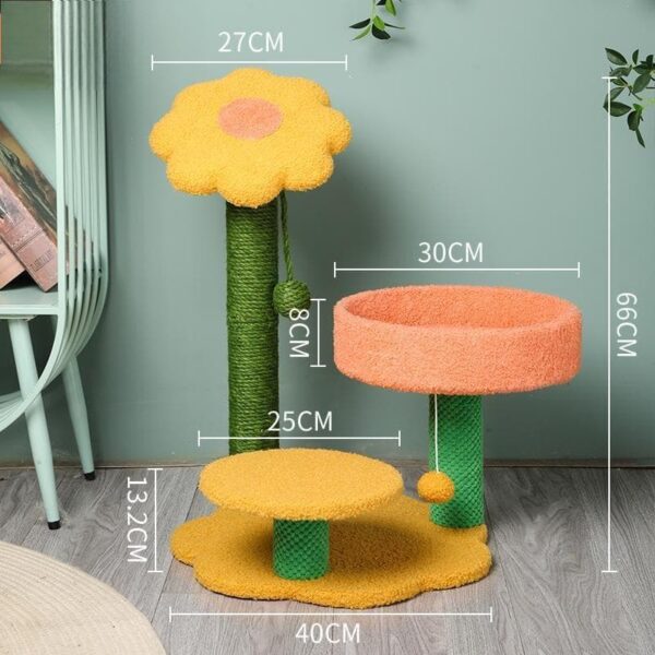 Large Sunflower Cat Tree with Cozy Floral Nest