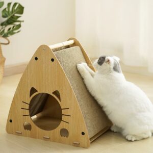 A-Frame Cat Scratcher with Wooden Frame – Multi-Angle Cardboard Cat Climbing & Scratching Toy