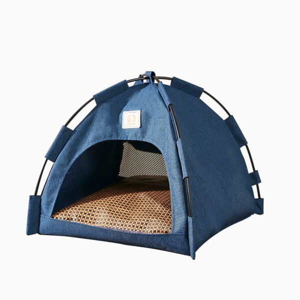 beige pet tent bed for cats & small dogs – cozy indoor house with cushion