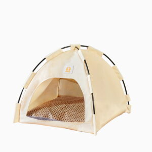 beige pet tent bed for cats & small dogs – cozy indoor house with cushion