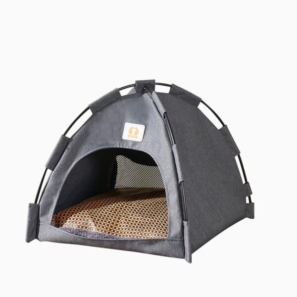 beige pet tent bed for cats & small dogs – cozy indoor house with cushion