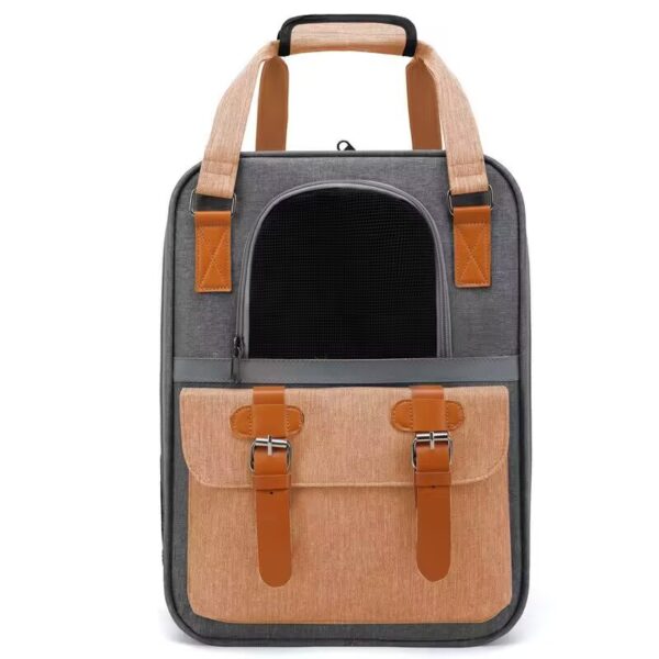 Green Retro Pet Carrier Backpack – Breathable Travel Bag for Cats & Small Dogs