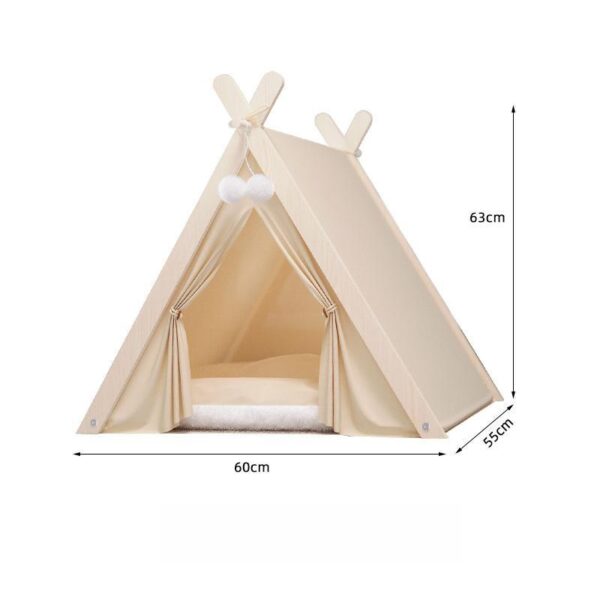 pink pet teepee bed – indoor tent house for cats and dogs