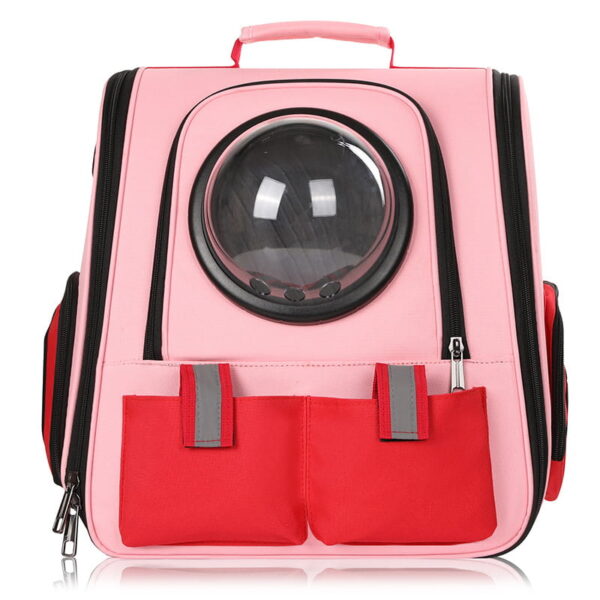 Pink Space Capsule Pet Carrier Backpack – Breathable Travel Bag with Bubble Window for Cats & Small Dogs