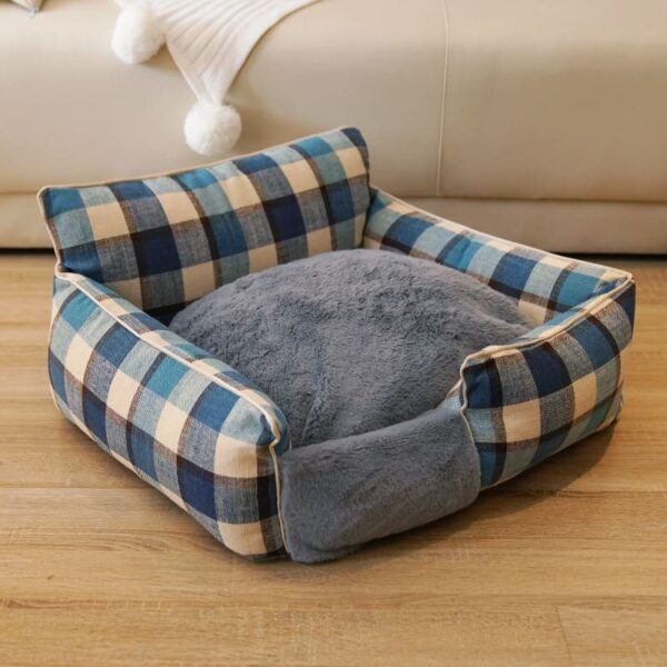 Plush Cat Bed Dog Bed with Raised Sides – Cozy Sofa for Small Pets