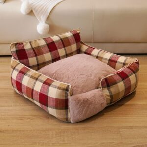 Plush Cat Bed Dog Bed with Raised Sides – Cozy Sofa for Small Pets