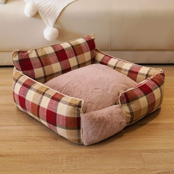 Plush Cat Bed Dog Bed with Raised Sides – Cozy Sofa for Small Pets