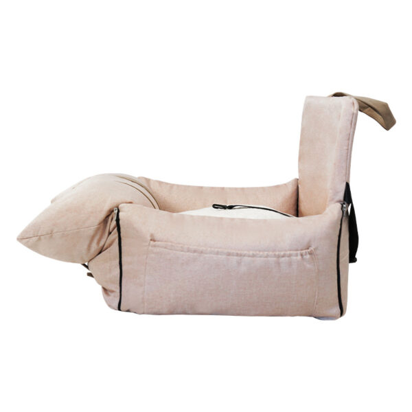Portable Pet Car Seat & Sofa Bed with Side Pillow – Small Dog & Cat Travel Bed