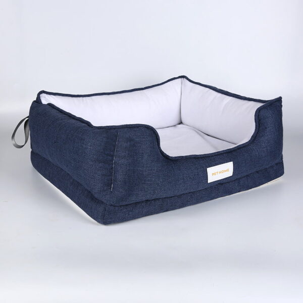 Rectangular Pet Bed with Raised Sides – Comfortable Lounger for Cats & Dogs