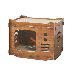 Wooden Cat House with Scratching Surface – Durable Indoor Cat Condo with Ventilation