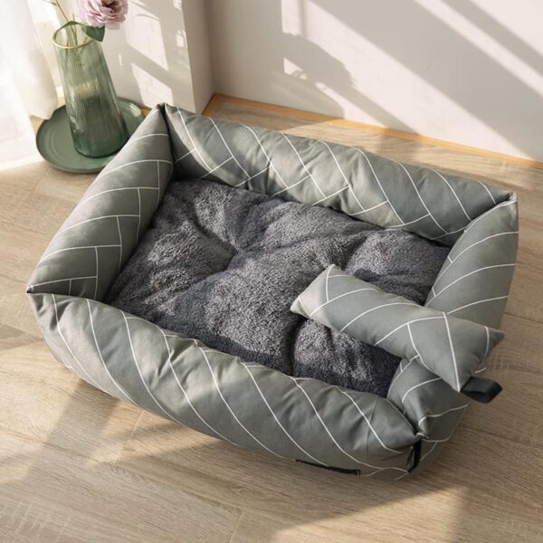 Yellow Geometric Pet Bed with Cushion – Cozy Cat & Small Dog Sofa
