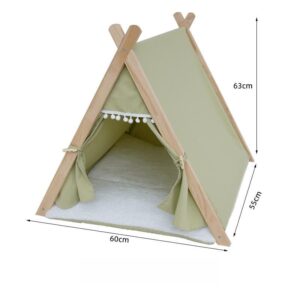 Green Pet Teepee Tent Bed for Cats & Small Dogs – Indoor Cozy House