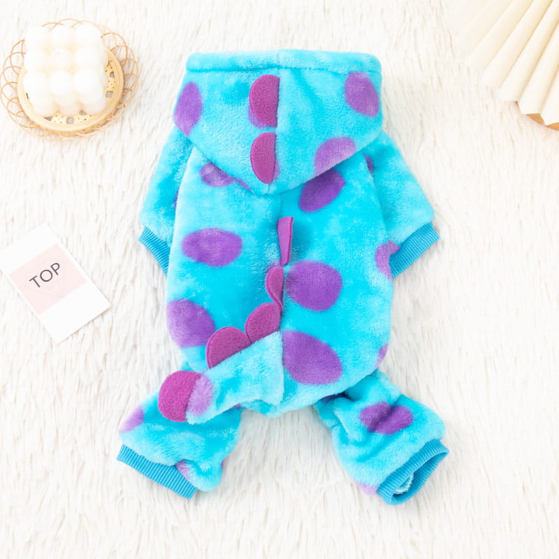 Blue Dinosaur Fleece Onesie for Cats & Small Dogs Blue Dinosaur Fleece Onesie for Cats & Small Dogs