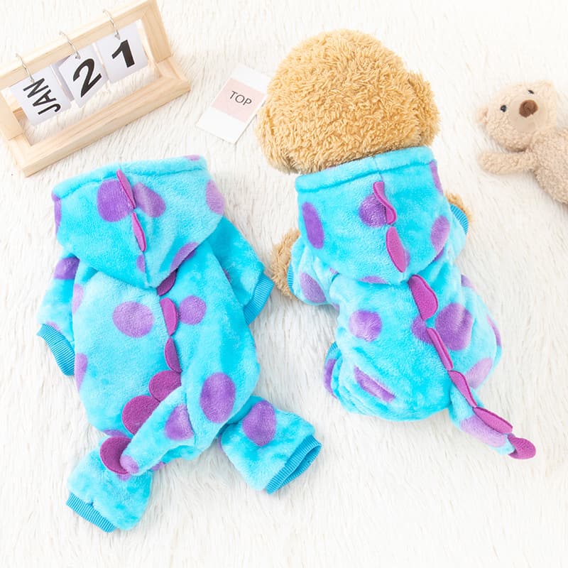 Blue Dinosaur Fleece Onesie for Cats & Small Dogs Blue Dinosaur Fleece Onesie for Cats & Small Dogs