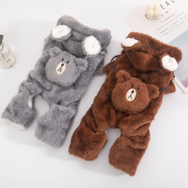 Gray & White Bear Fleece Jumpsuit for Cats & Small Dogs Gray & White Bear Fleece Jumpsuit for Cats & Small Dogs