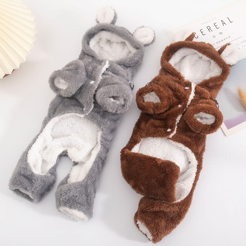 Gray & White Bear Fleece Jumpsuit for Cats & Small Dogs Gray & White Bear Fleece Jumpsuit for Cats & Small Dogs