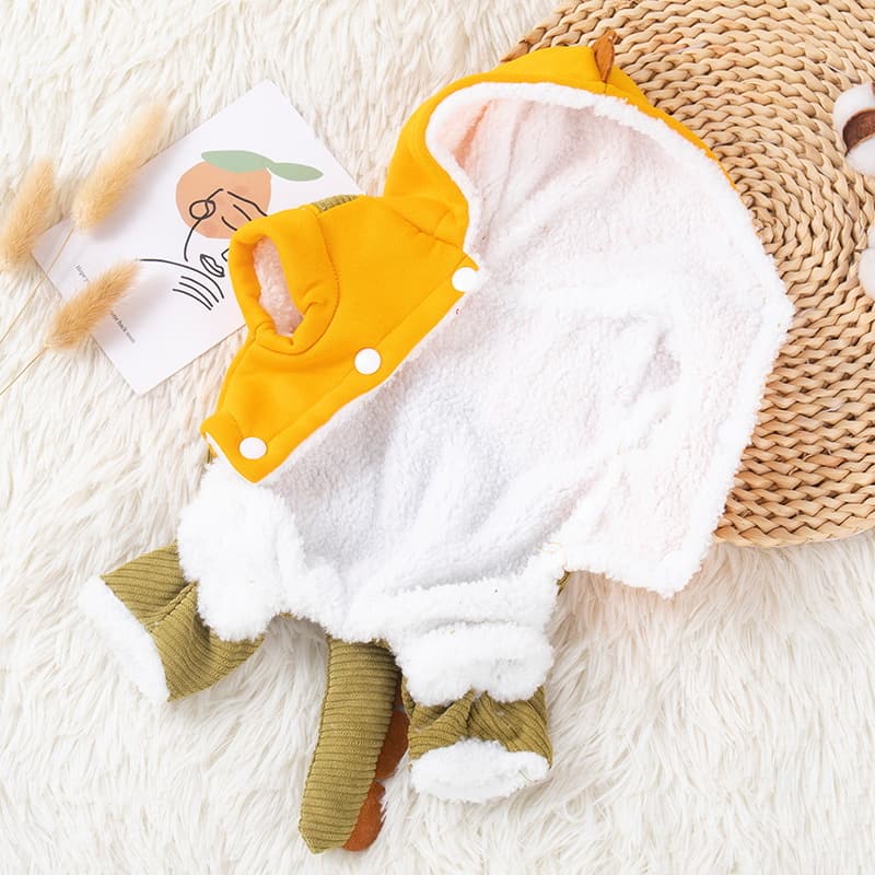 Yellow & Green Dino Hoodie Jumpsuit for Cats & Small Dogs Yellow & Green Dino Hoodie Jumpsuit for Cats & Small Dogs