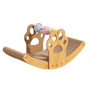 Boat-Shaped Cat Scratching Bed with Hanging Balls - Lounge and Scratch Combo