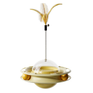 Honeycomb Textured Cat Ball - Cream Yellow Chew and Bat Toy