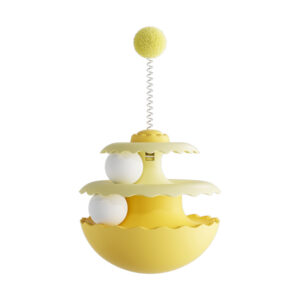 Pink Cat Play Ball with Feather Attachments - Interactive Toy for Solo Play