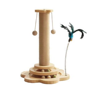 solid wood cat scratching post 46cm sisal rope scratching pole