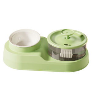 elevated cat feeder with pink stand and stainless bowls anti gulping