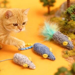 3-Pack Catnip Mouse Chew & Interactive Toys