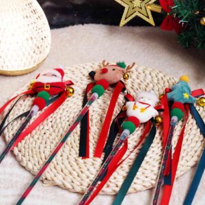 Christmas Cat Teaser Wand with Bell, Chew & Interactive Toy