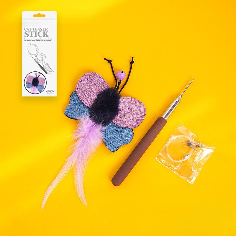 Feather Dance Series Retractable Cat Teaser Wand with Replaceable Head Feather Dance Series Retractable Cat Teaser Wand with Replaceable Head
