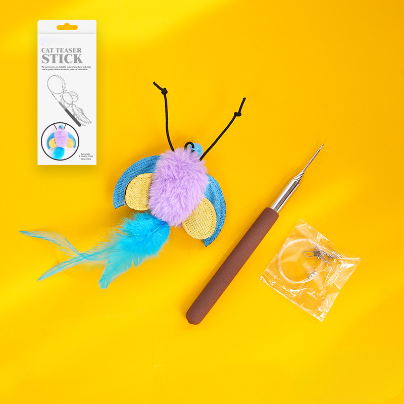 Feather Dance Series Retractable Cat Teaser Wand with Replaceable Head Feather Dance Series Retractable Cat Teaser Wand with Replaceable Head