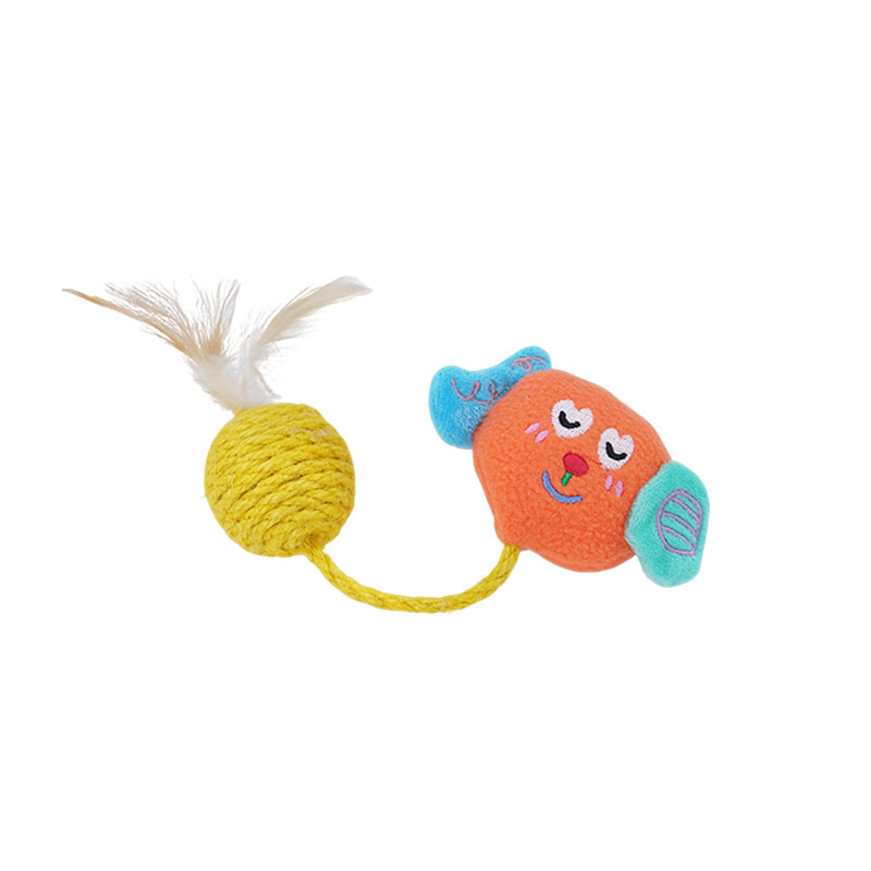 Funny Bell Series Feather Sisal Ball & Knotted Cat Chew Toy Funny Bell Series Feather Sisal Ball & Knotted Cat Chew Toy