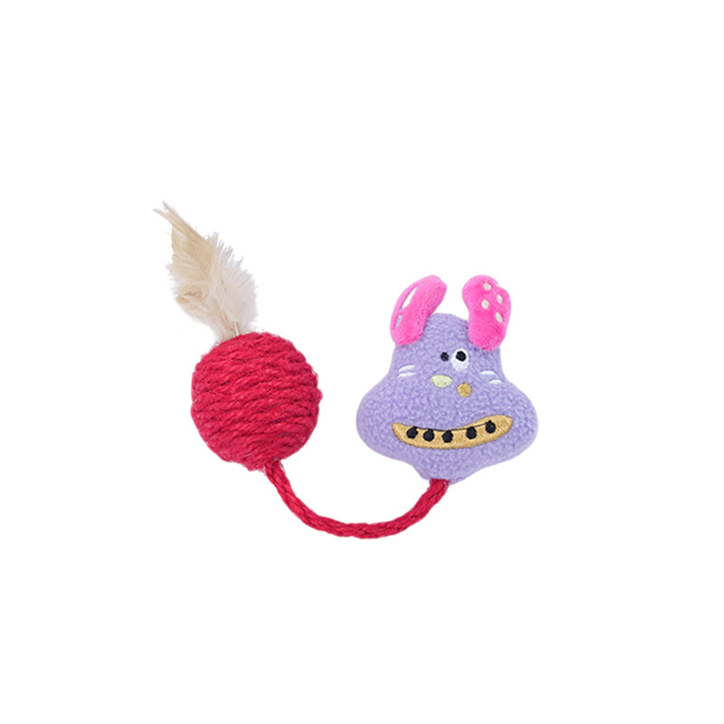 Funny Bell Series Feather Sisal Ball & Knotted Cat Chew Toy Funny Bell Series Feather Sisal Ball & Knotted Cat Chew Toy